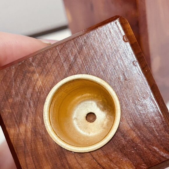 Vintage Wood Block Candle Holder Handmade Graduated Set of 4 Minimalist - Picture 15 of 16